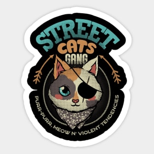 Street Cats Gang Purr Purr Meow and Violent Tendencies by Tobe Fonseca Sticker